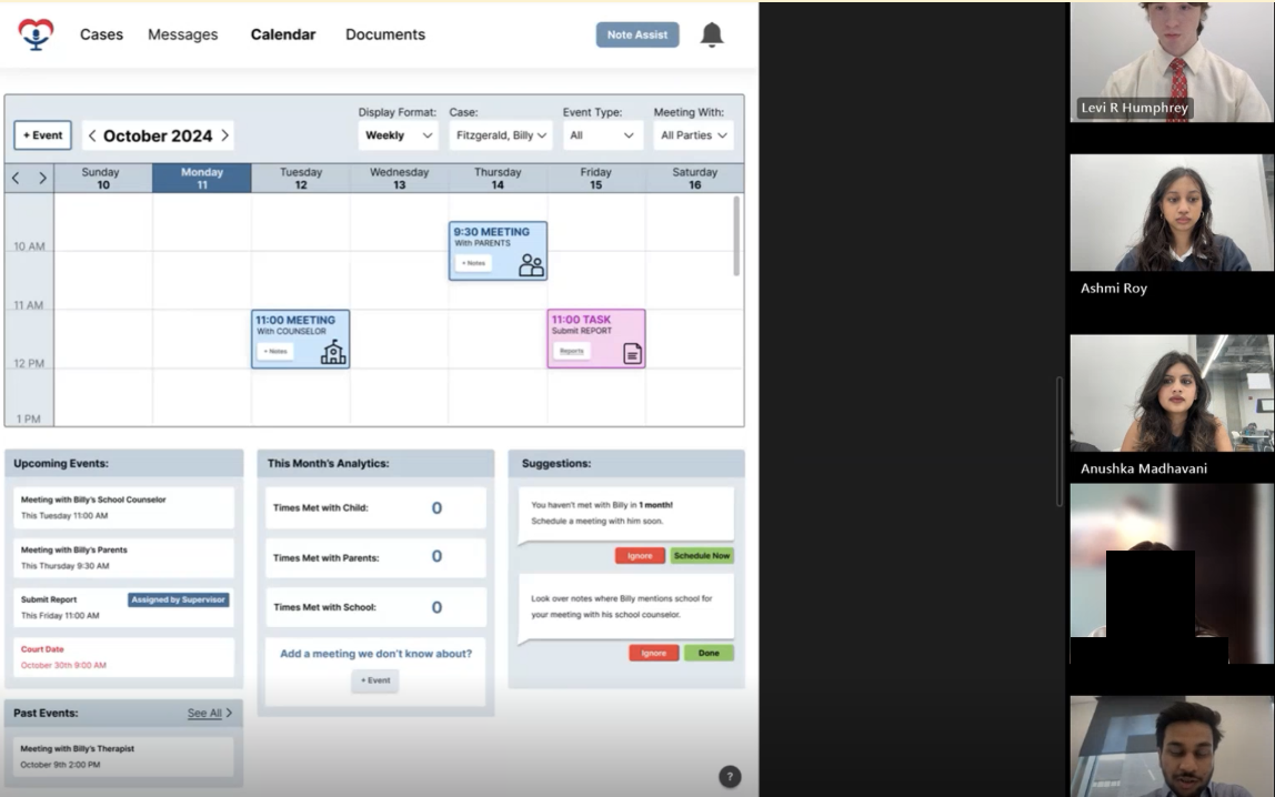 Screen recording of a usability test with a CASA volunteer